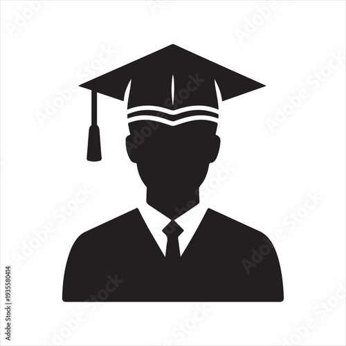 Graduation abstract silhouette line art logo design concept illustration idea