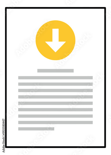 Free Download Minimalist illustration of a document with a download icon depicting data transfer for web interfaces - GFXLoad