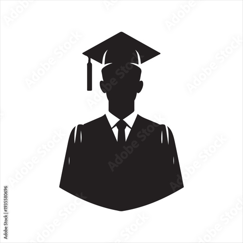 Graduation abstract silhouette line art logo design concept illustration idea