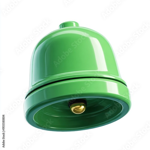 Shiny Green Bell with Golden Clapper Isolated