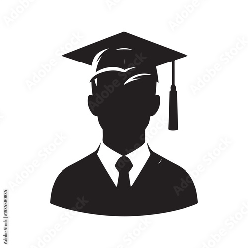 Graduation abstract silhouette line art logo design concept illustration idea