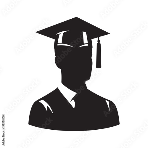 Graduation abstract silhouette line art logo design concept illustration idea