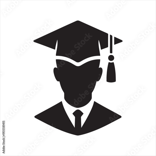 Graduation abstract silhouette line art logo design concept illustration idea