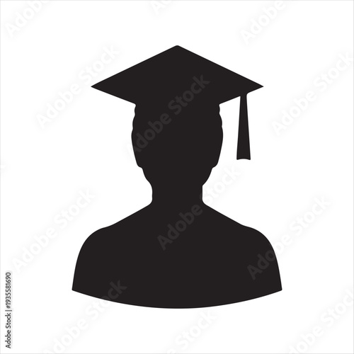 Graduation abstract silhouette line art logo design concept illustration idea