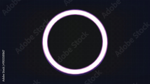 Glowing neon circle ring frame on dark background
