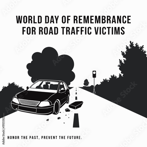 World day of remembrance for road traffic victims illustrated scene