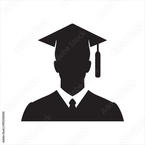 Graduation abstract silhouette line art logo design concept illustration idea
