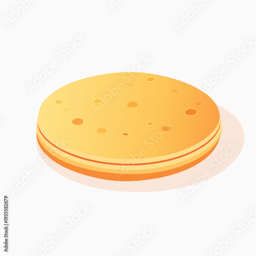 A Flatbread, Tortilla, or Crêpe with a Subtle Shadow on a White Background