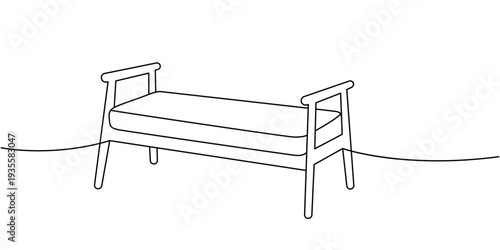Outline modern wooden bench. Minimalist interior decor element.