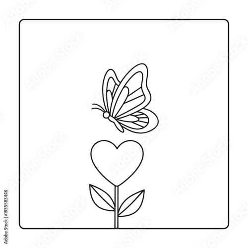 Butterfly & Tulip Field Coloring  Pages 