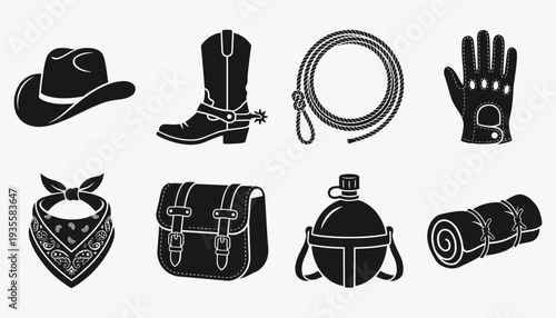 Classic Cowboy Adventure Element Silhouettes