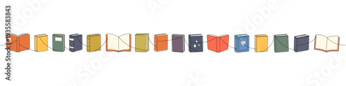 Minimalist flat books in colorful cartoon style