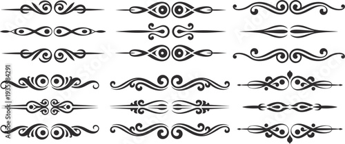 Set of vintage calligraphic design elements and decorative page frames in vector style