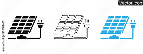 Versatile solar panel vector icons for eco projects