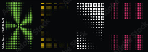 A collection of nine different colored squares with various patterns