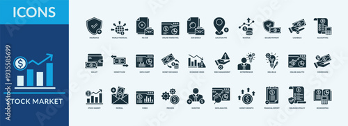 Stock Market - Icon Collection. Thin Glyph Solid Set contains such Icons as investor, entrepreneur, commission and more. Simple web icons set