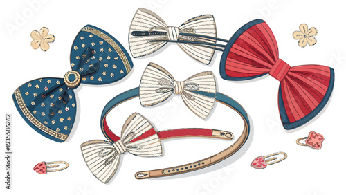 Colorful hair bows and headbands with floral accents stylish accessories for women and girls