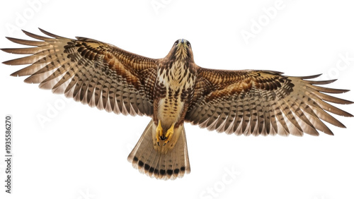 Tableau sur toile Isolated Cooper's hawk soaring with wings spread against a clean backdrop in stu