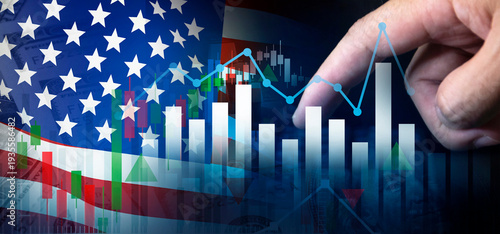 US financial inflation crisis with stock market graph , economy problem , investment analysis concept