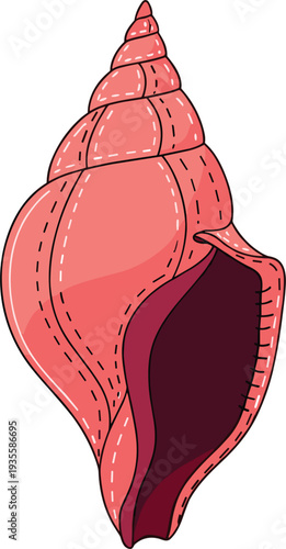 Sea Shell Conch Cartoon Vector Illustration of Tropical Ocean Shell Isolated Marine Nature Object for Beach and Coastal Design