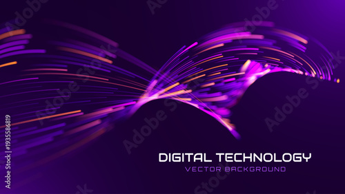 Purple-Hued Science Visualization with Interconnected Lines and Particles, Symbolizing Data Transmission in AI, Math, and Physics Research.