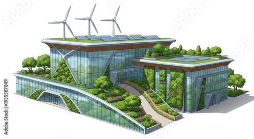 Sustainable Building with Wind Turbines.