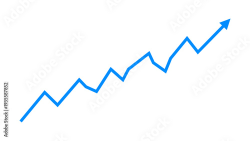 Blue graph line arrow chart moving up concept of stock market business growth, financial profit, economic success, investment increase. Business grow up sign vector illustration.