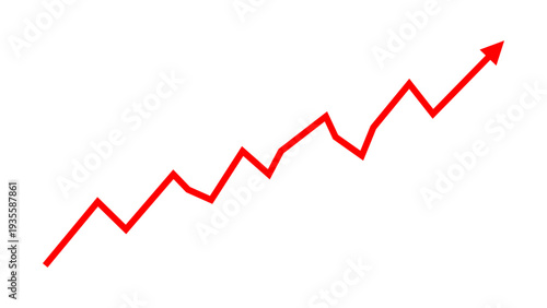 Red graph line arrow chart moving up concept of stock market business growth, financial profit, economic success, investment increase. Business grow up sign vector illustration.