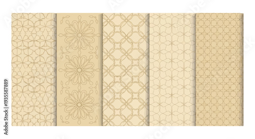 Vector floral patterns on beige background for decoration 