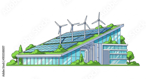Sustainable Building with Wind Turbines.