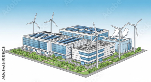 Sustainable Building with Wind Turbines.