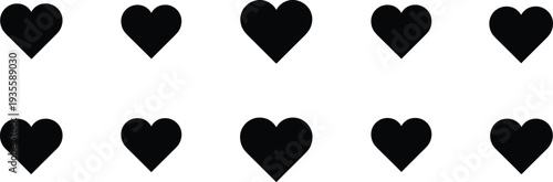 Black heart icon collection with simple love symbols isolated romantic shape vector illustration for Valentine decoration design elements
