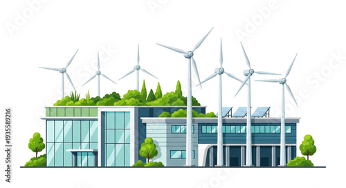 Sustainable Building with Wind Turbines.