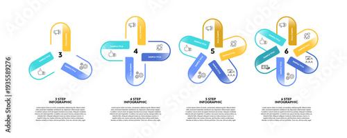 Vector circular infographic set. template for presentation business infographic, 3, 4, 5, 6, options steps parts. venn diagram sets. vector editable eps