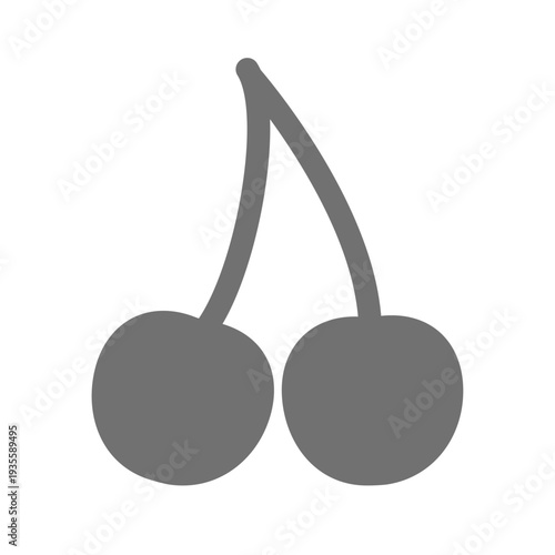 さくらんぼのシンプルシルエットアイコン（モノクロ・2粒）