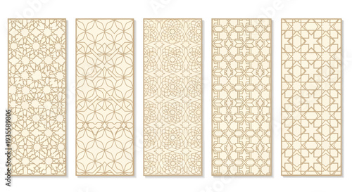 Vector graphics of ornate patterns on beige backgrounds