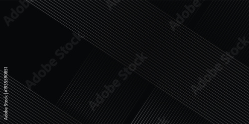 Black background with shiny diagonal lines wallpaper, Black and grey metallic abstract tech geometric linear background. vector