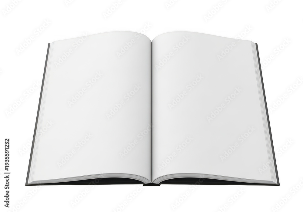 Fototapeta premium An open book with blank pages ready to be filled with knowledge and stories isolated on transparent background 'Png