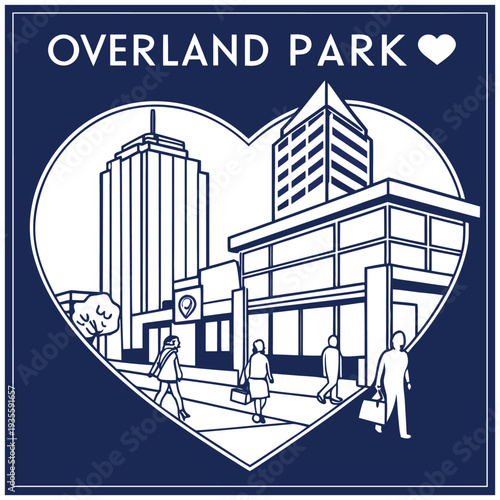 Modern Urban Street Scene and Architecture in Overland Park Kansas