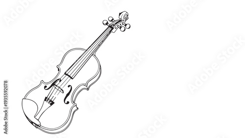Hand-drawn violin illustration capturing a classical string instrument for music themed artwork.
