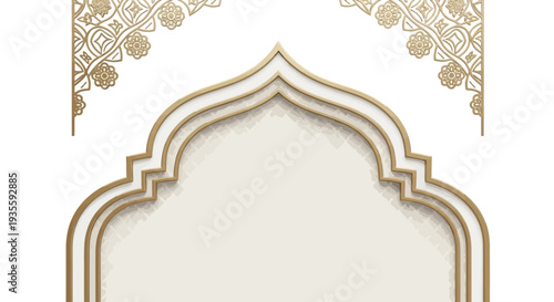 Vector illustration of an ornate archway with gold designs on white