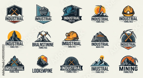 Collection of Industrial and Mining Logos and Emblems.