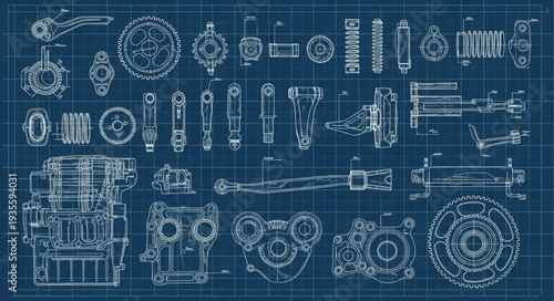Detailed Technical Blueprint of Mechanical Components.