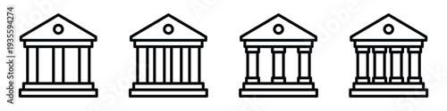 Four architectural columns with distinct details