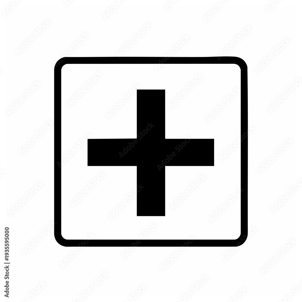 Obraz premium Black Plus Signs in Square Icons.