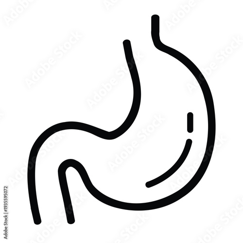 Human stomach organ outline icon simple black line drawing medical symbol