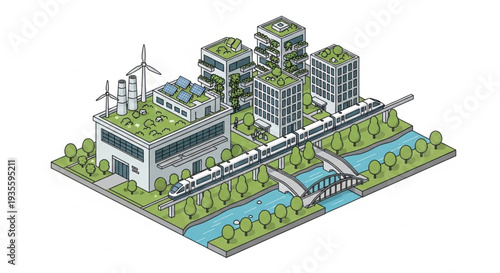 Sustainable City Eco Friendly Buildings.
