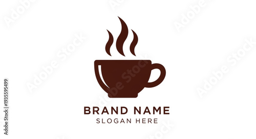 Coffee Cup Logo Design Template with Steam.