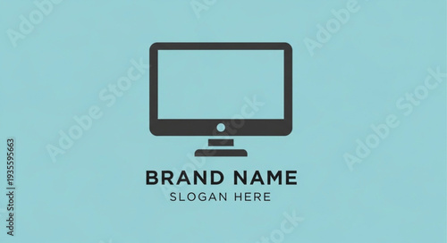 Simple Computer Monitor Logo Design Template.