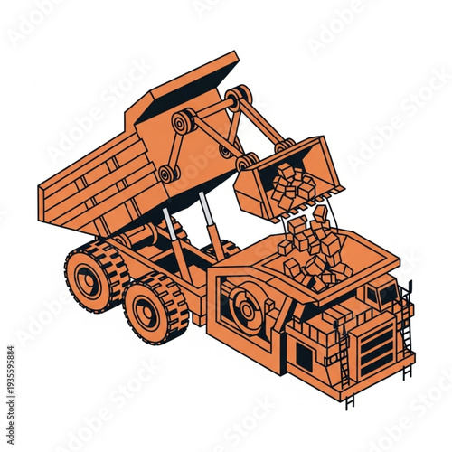 Heavy Machinery Dump Truck Illustration.